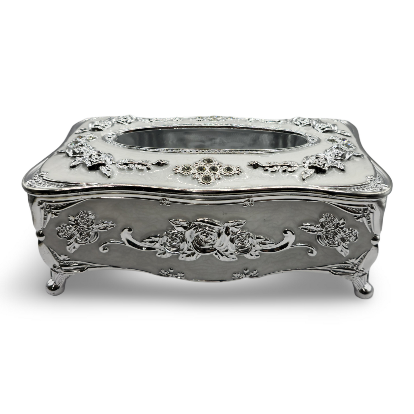 Decorative Tissue Storage Box European Style - White & Silver My Store