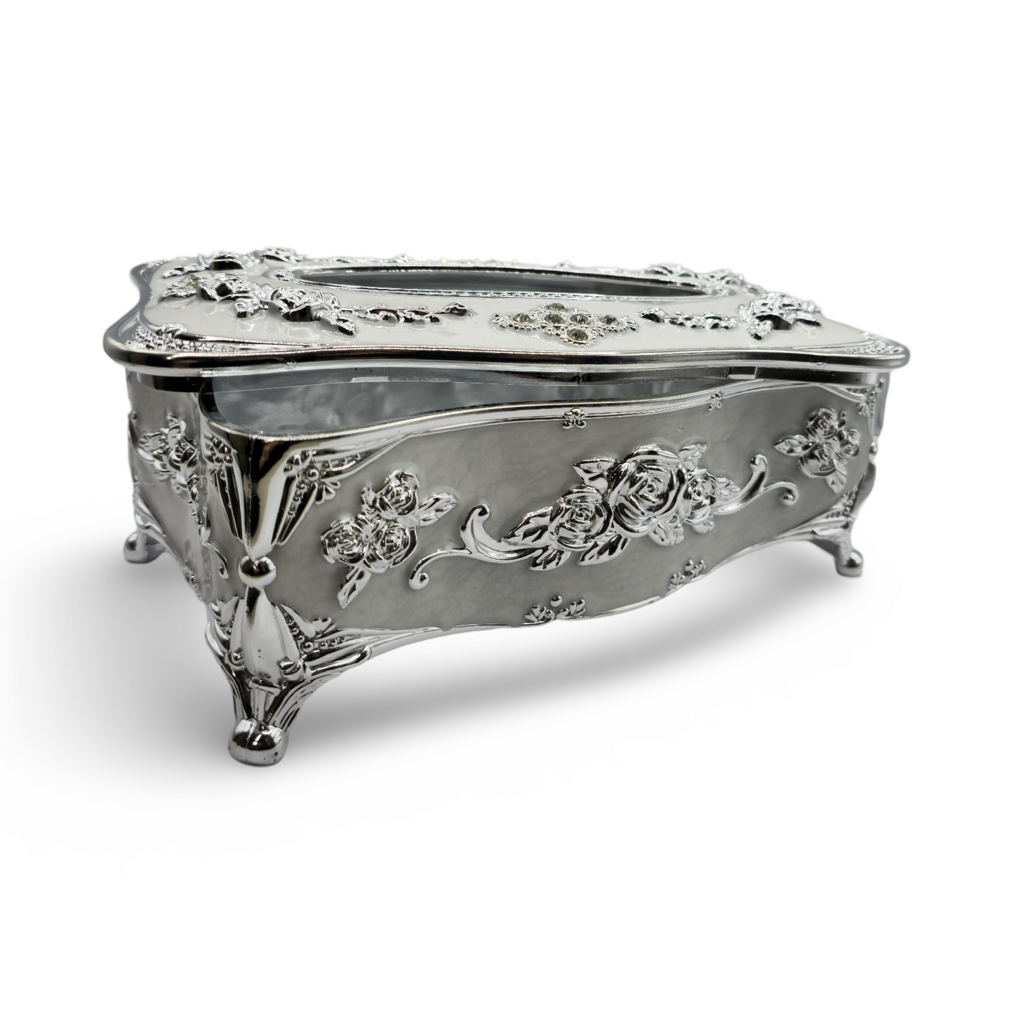Decorative Tissue Storage Box European Style - White & Silver My Store