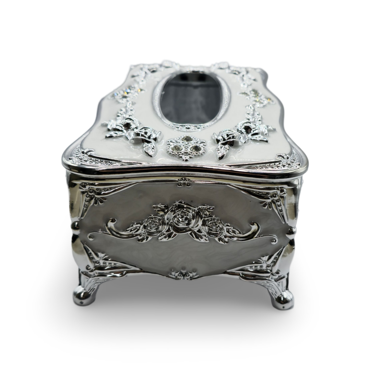 Decorative Tissue Storage Box European Style - White & Silver My Store