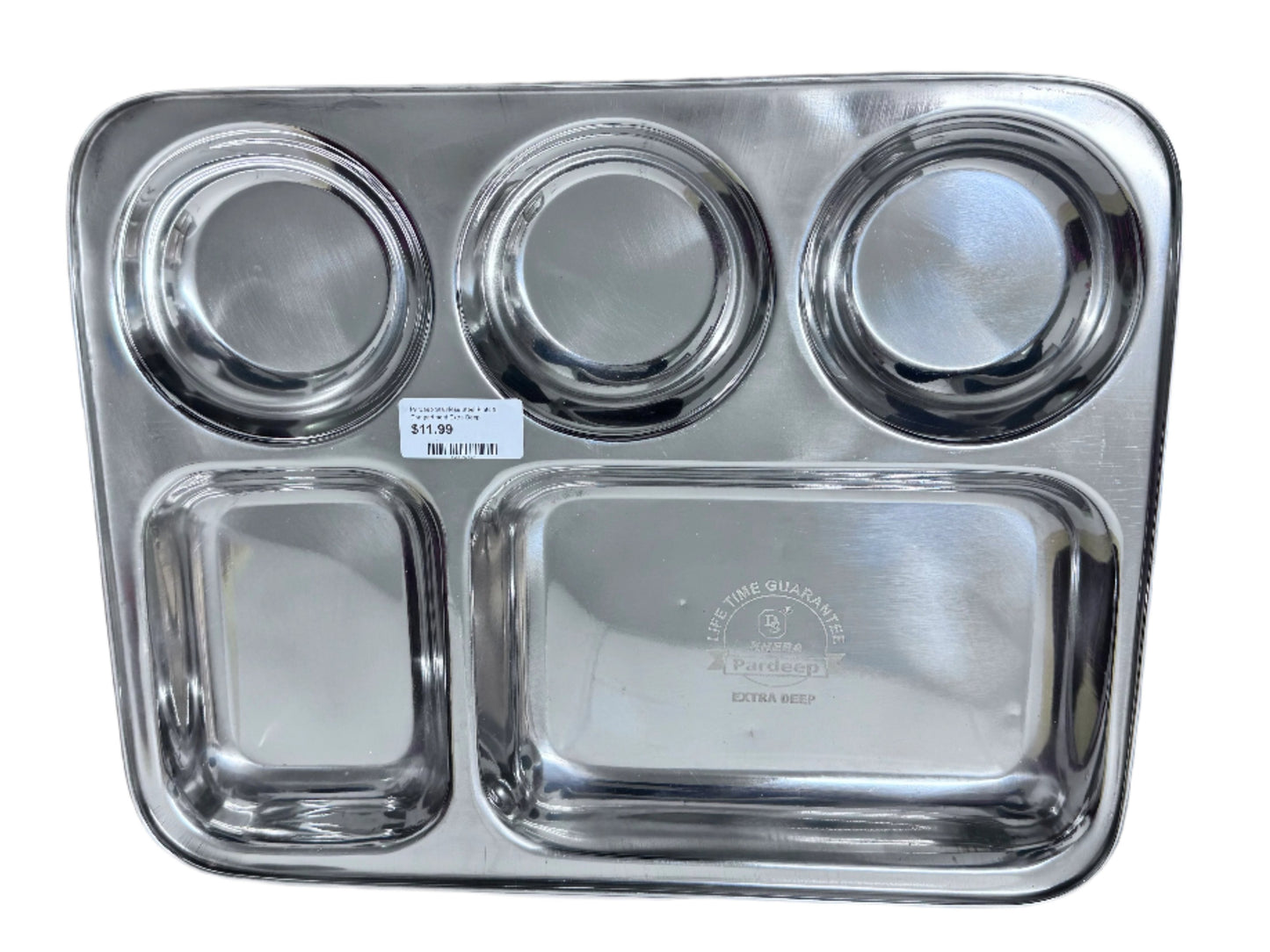 Pardeep Stainless Steel Plate 5 Compartments Pradeep