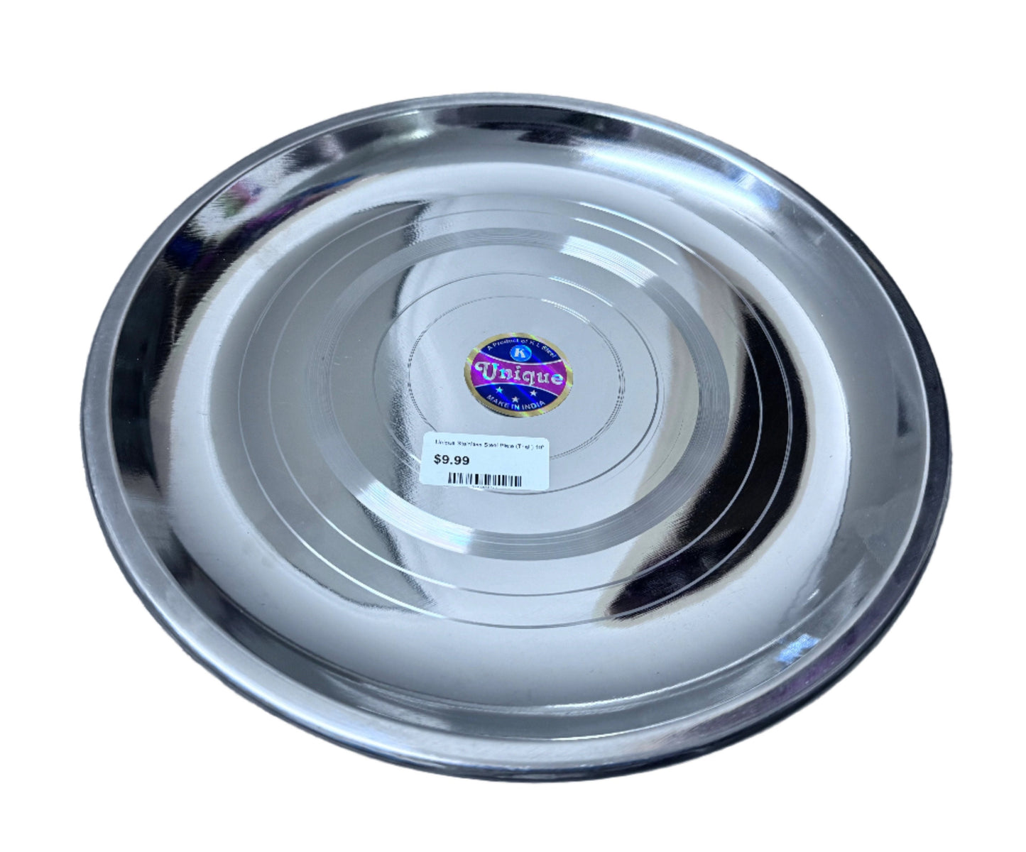 Unique Stainless Steel Round Plate (Thali) 10" (26cm) Unique