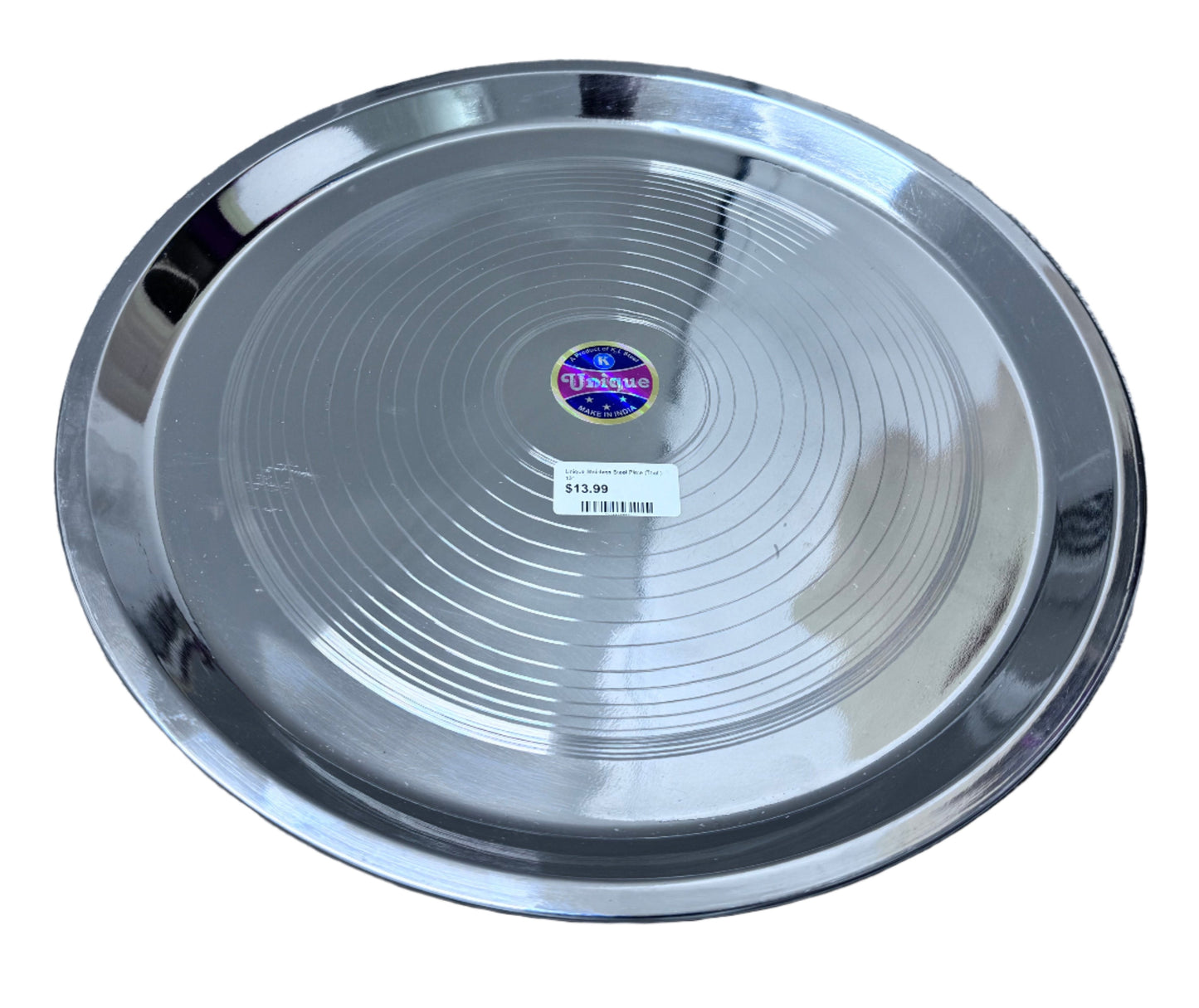 Unique Stainless Steel Plate Round (Thali) 13" (33cm) Unique