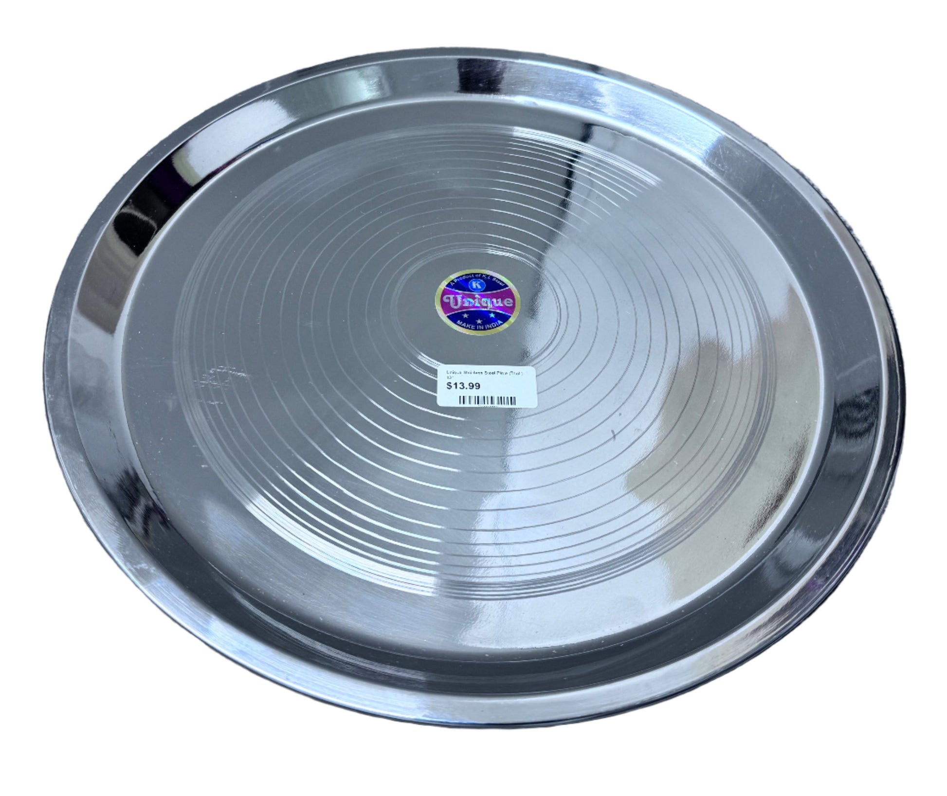 Unique Stainless Steel Plate Round (Thali) 13" (33cm) Unique