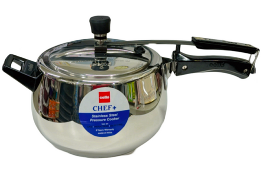 Cello Chef+ 5Ltrs Steel Pressure Cooker - Induction compatible Cello