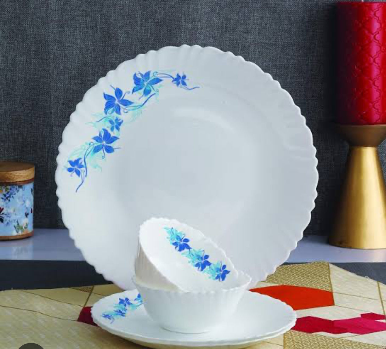 Cello Dazzle Dazzle 31pcs Opalware Dinnerset - Blue Swirl Cello