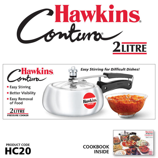 Hawkins Contura - 2 Litre Aluminium Inner Lid Pressure Cooker Hawkins