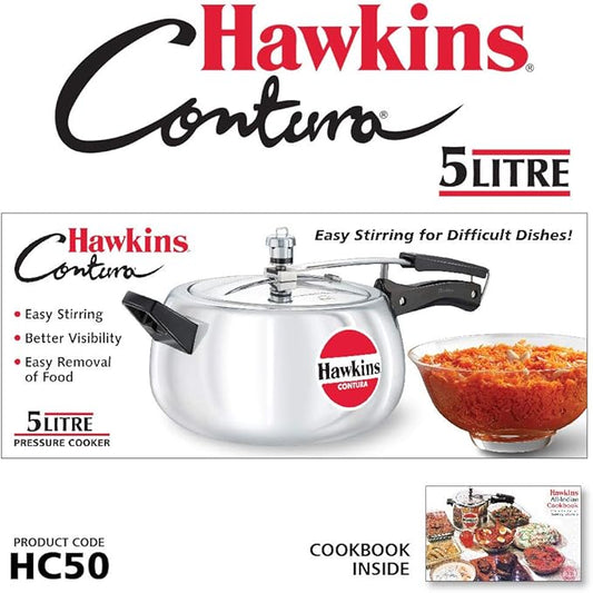 Hawkins Contura Pressure Cooker, 5 Litre Capacity HC50 Hawkins
