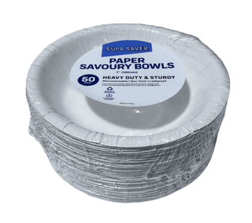 Supa Saver 50pcs Paper Savoury Bowls 7" 180mm Supa Saver