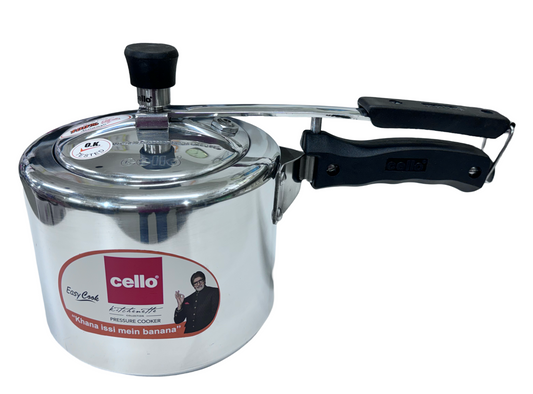 Cello Ultron Plus - Silver, 3 Litre, Aluminium Induction Base |Pressure Cooker with Inner Lid | Gas Stove Compatible | Healthy Cooking. Cello