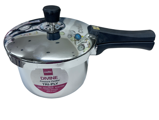 Cello Divine Tri-Ply 3Ltrs Pressure Cooker Outer Lid - Induction compatible Cello