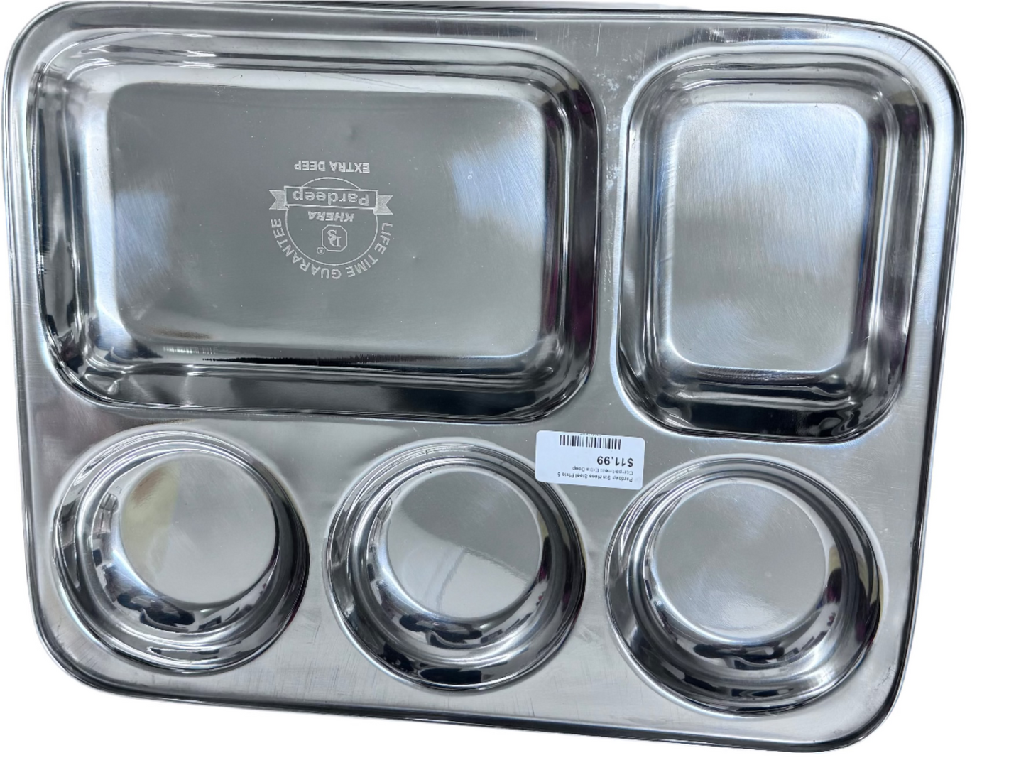 Pardeep Stainless Steel Plate 5 Compartments Pradeep
