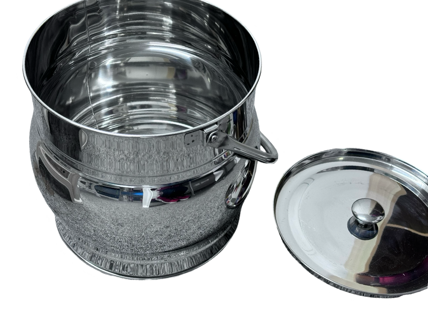 Nitnem Apple Belly Stainless Steel Canister with lid - 10 liters Nitnem