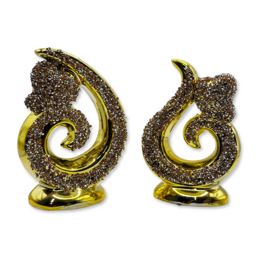 Koru  Decorative Showpiece (Set of 2) - Gold & Peach My Store