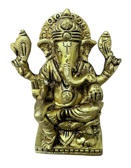 Brass Ganpati H11cm X L6cm X W5cm GuruMart