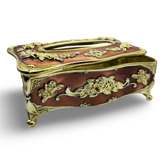 Decorative tissue storage box european style - brown & gold My Store
