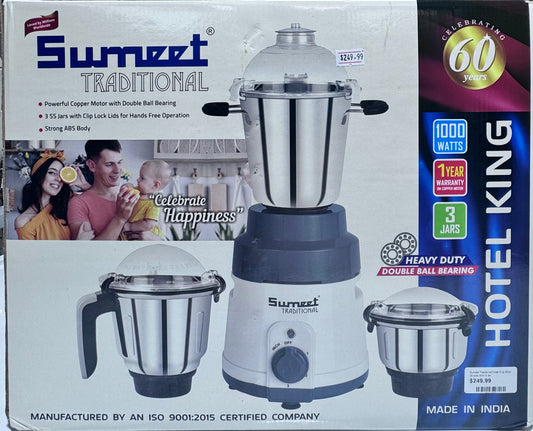 Sumeet Traditional Hotel King Mixer Grinder with 3 Jars - 1000 Watts Sumeet