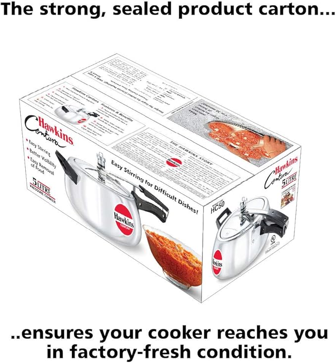 Hawkins Contura Pressure Cooker, 5 Litre Capacity HC50 Hawkins