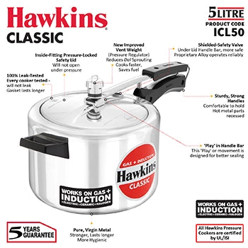 Hawkins Pressure Cooker INDUCTION MODEL 5 Litre ICL50 Hawkins