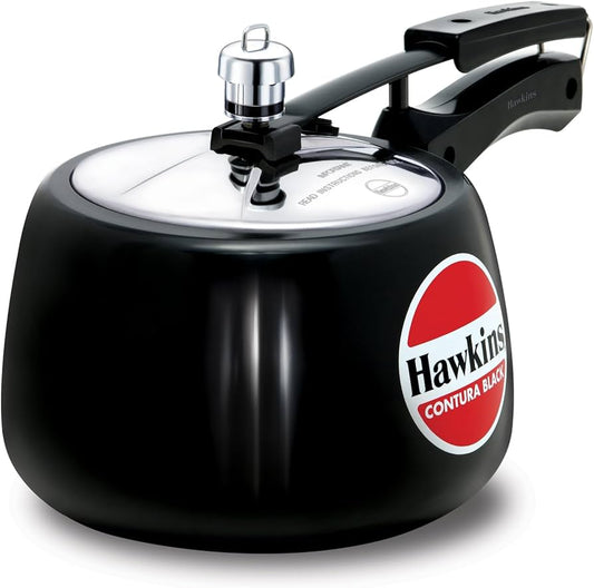 Hawkins 3 Litre Contura Black Pressure Cooker, Hard Anodised Inner Lid Cooker, Handi Cooker, Black (CB30) Hawkins