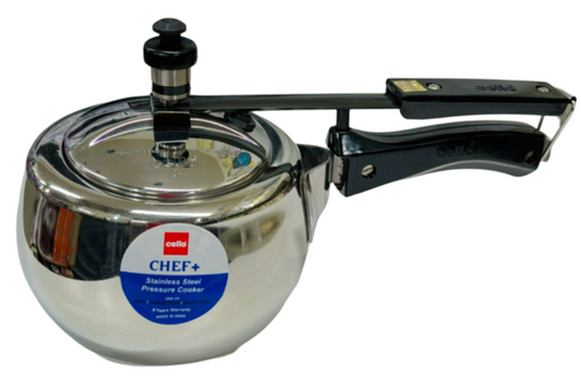 Cello Chef+ 2Ltrs Steel Pressure Cooker - Induction compatible Cello