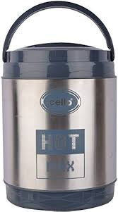 Cello Hot Max 4 Steel Insulated Lunch Carrier - Grey Cello
