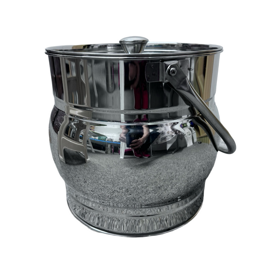 Nitnem Apple Belly Stainless Steel Canister with lid - 10 liters Nitnem