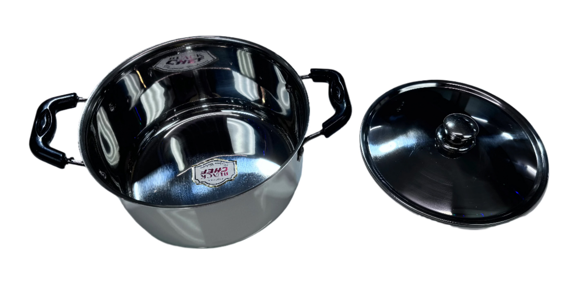 Black Chef Stainless Steel Stock Pot Induction 24cm Black Chef