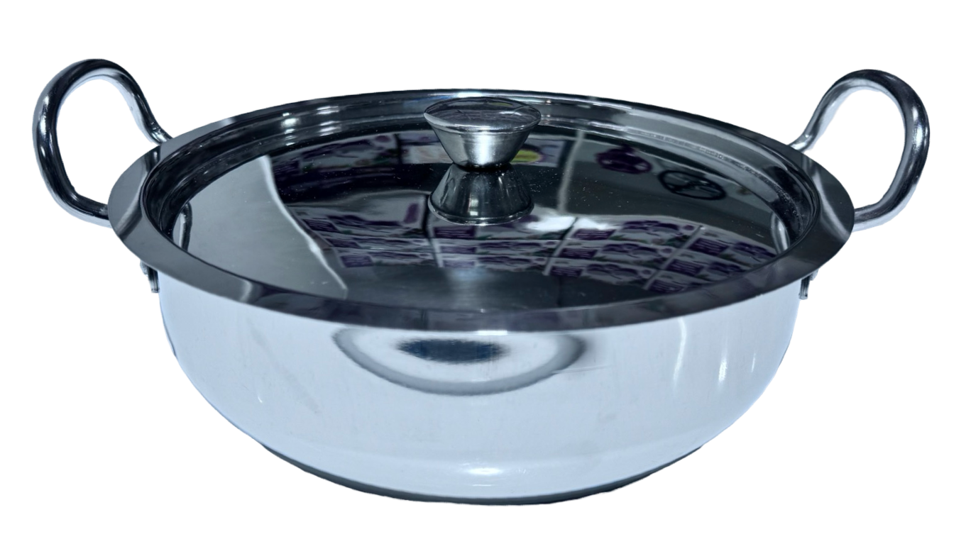 Monarch Stainless Steel Induction HEAVY Steel Kadhai Size 14 Monarch
