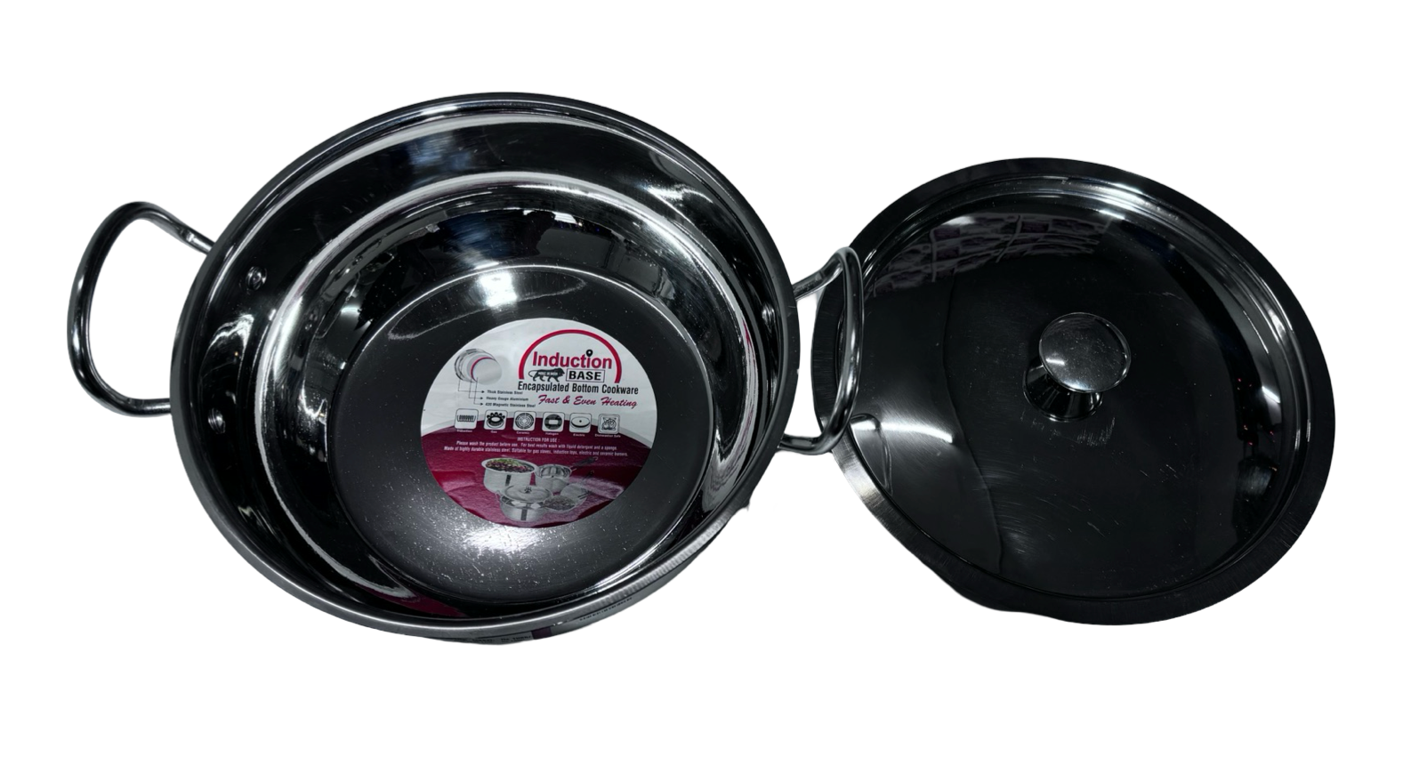 Monarch Stainless Steel Induction HEAVY Steel Kadhai Size 14 Monarch