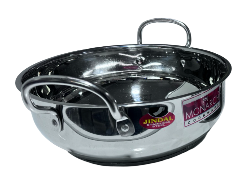 Monarch Stainless Steel Induction HEAVY Steel Kadhai Size 14 Monarch