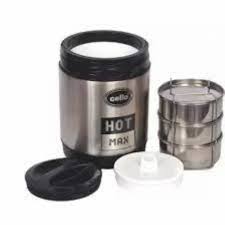 Cello Hot Max 3 Steel Insulated Lunch Carrier - Black Cello