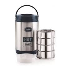 Cello Hot Max 4 Steel Insulated Lunch Carrier - Black Cello