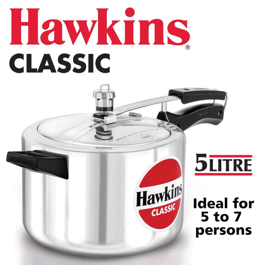Hawkins Classic Aluminum Pressure Cooker, 5 Litre CL50 Hawkins