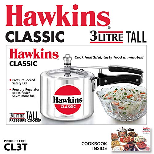 Hawkins 3 Litres Classic Aluminum Pressure Cooker CL3T Hawkins